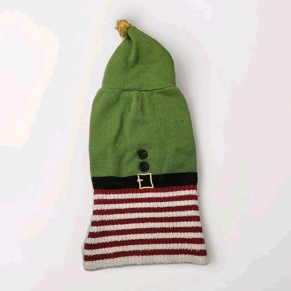 Elf Christmas Holiday Dog Sweater Size Large 15" Long Fabdog
